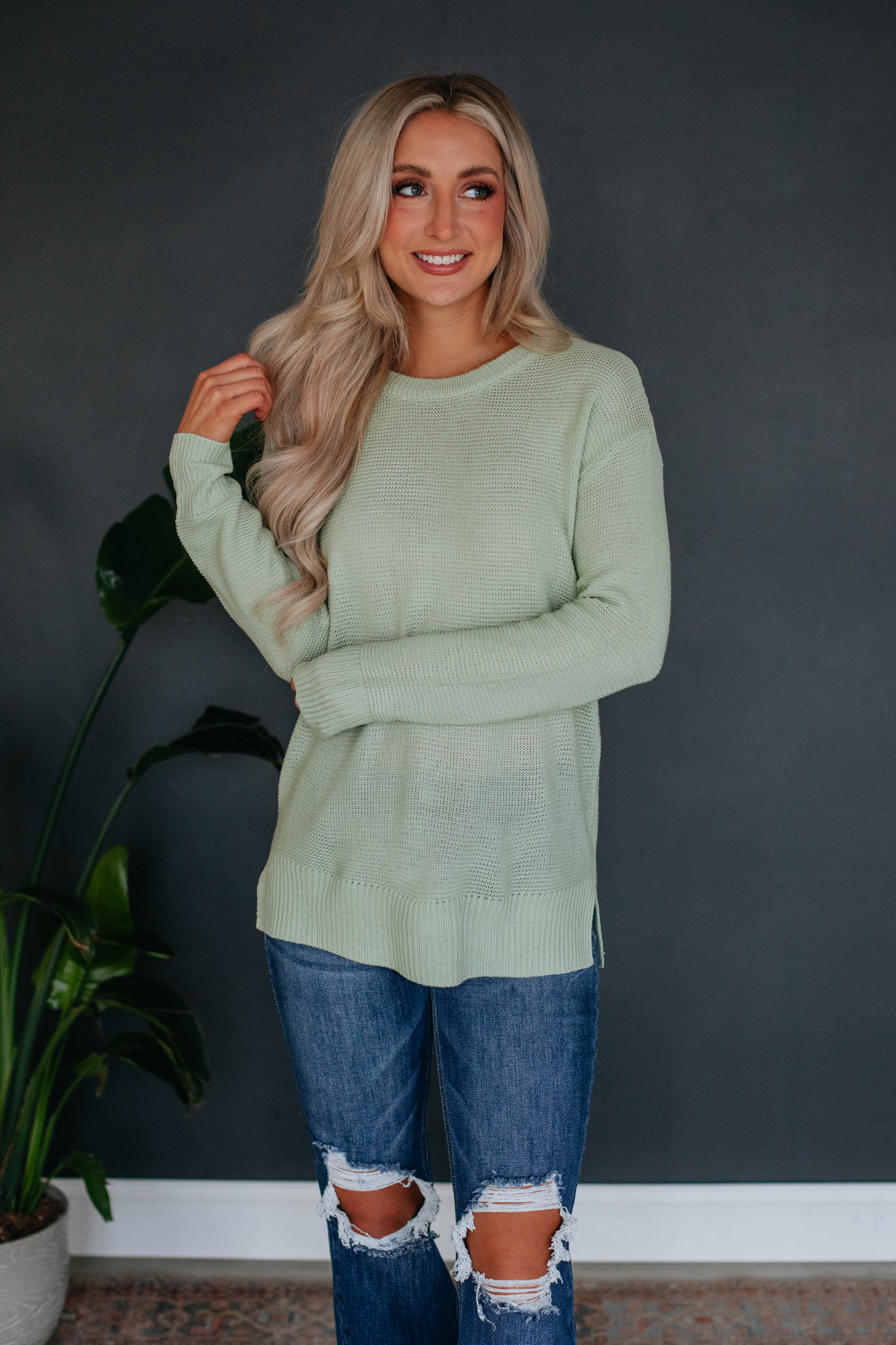 Adina Knit Sweater - Light Olive – Wild Oak Boutique