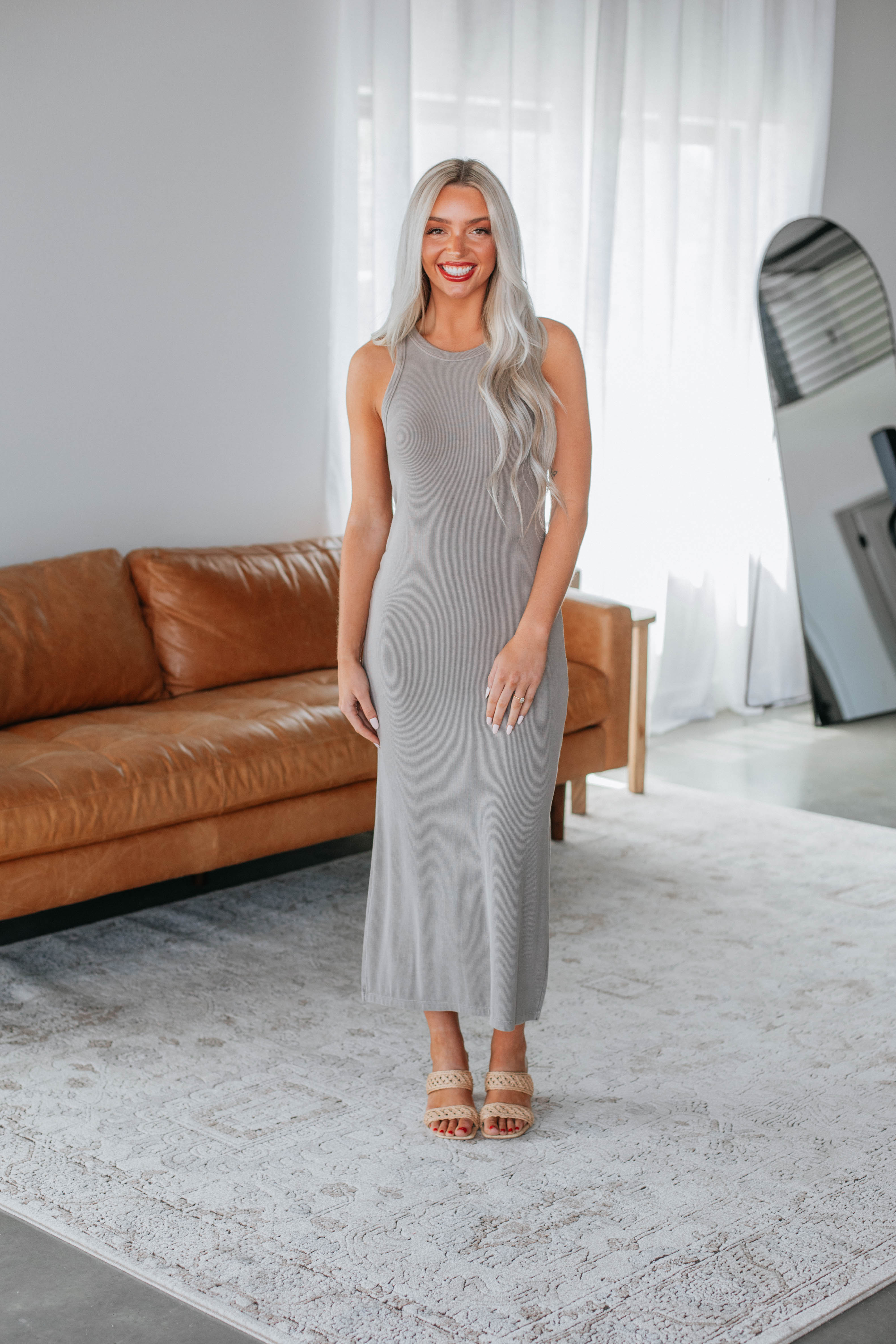 Orders Gray Ribbed Dress