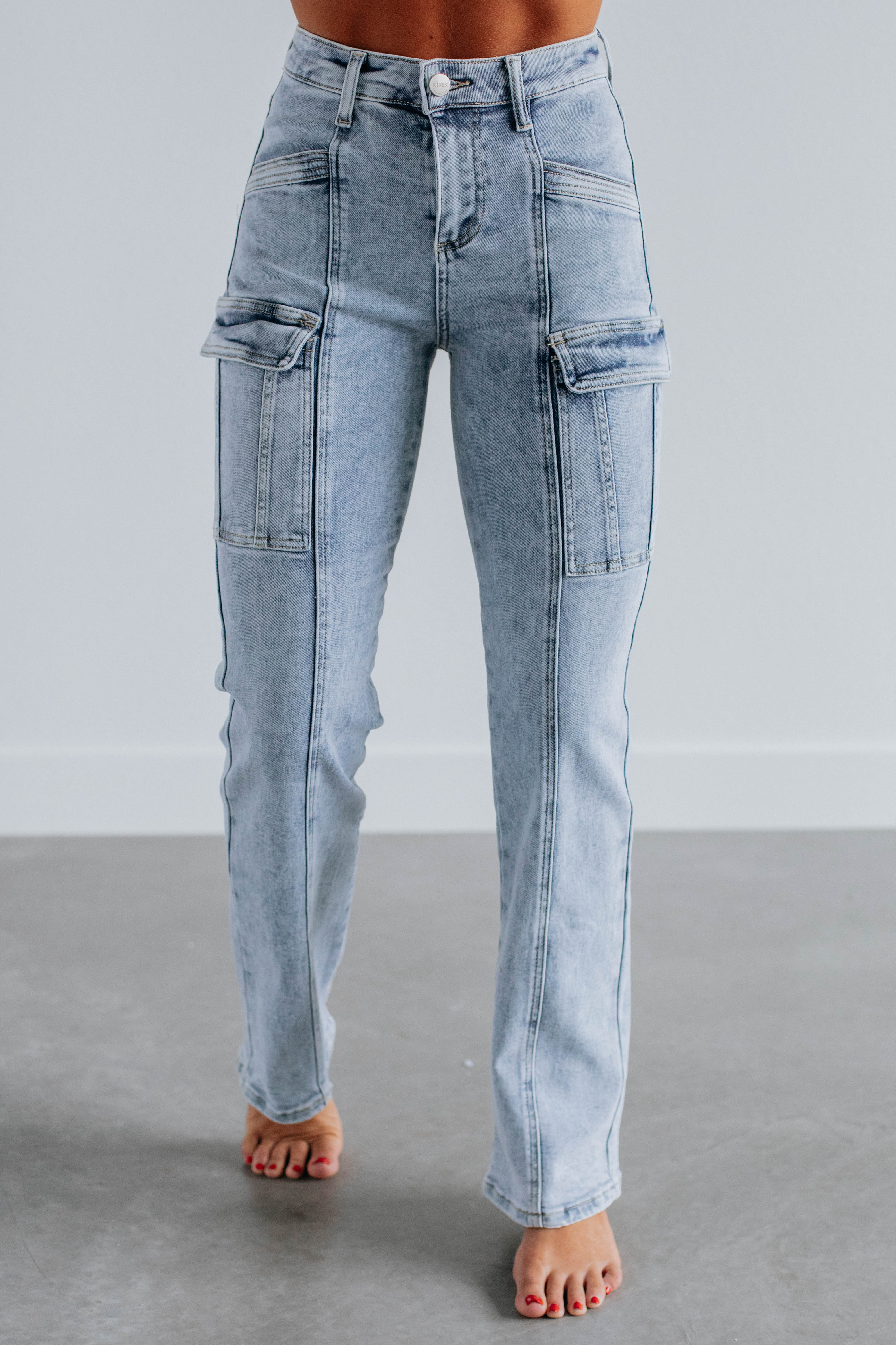 Deliah on sale Low-Rise Cargo Jeans