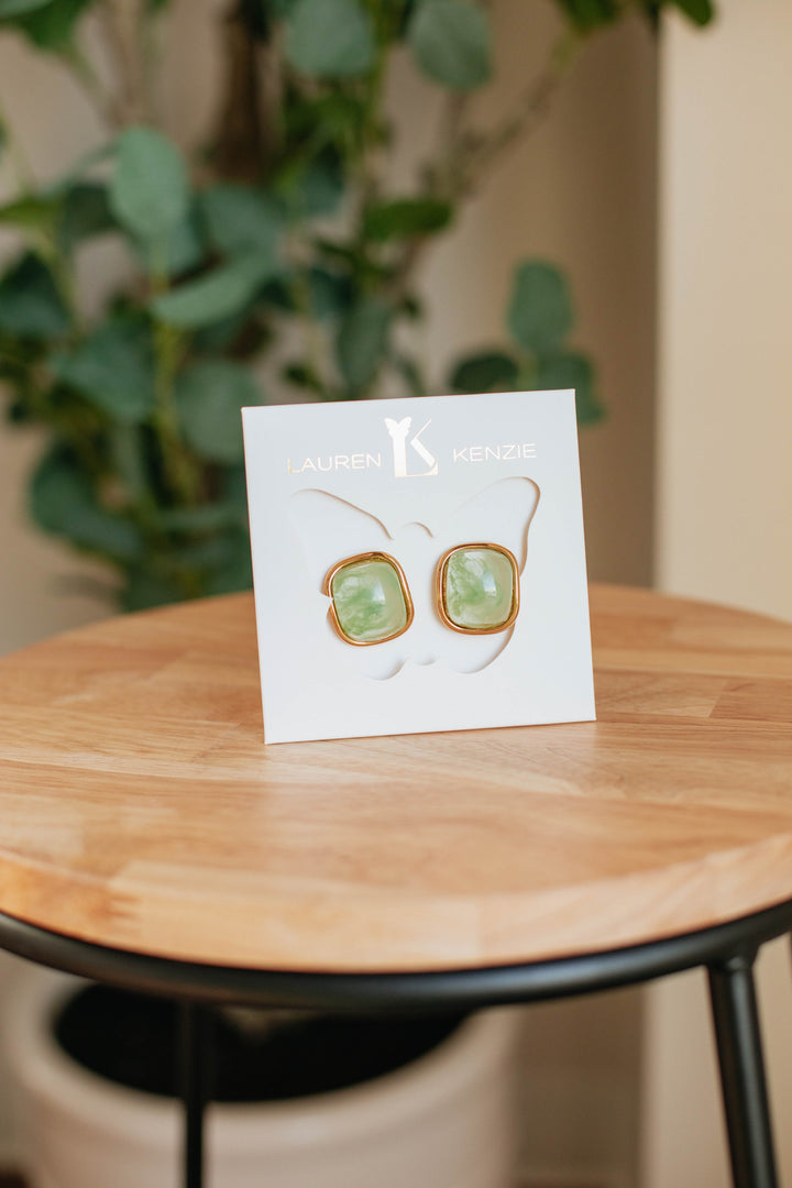 Admired Effect Earrings - Tea Green