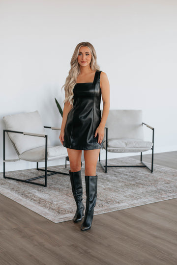 Allyse Leather Dress - Black