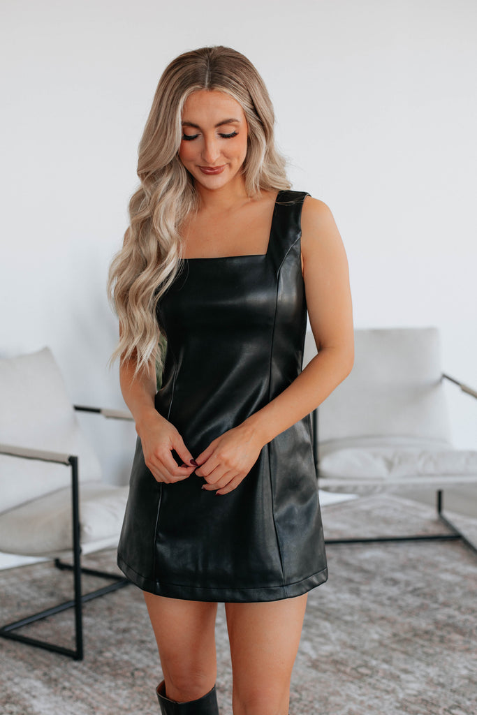 Allyse Leather Dress - Black