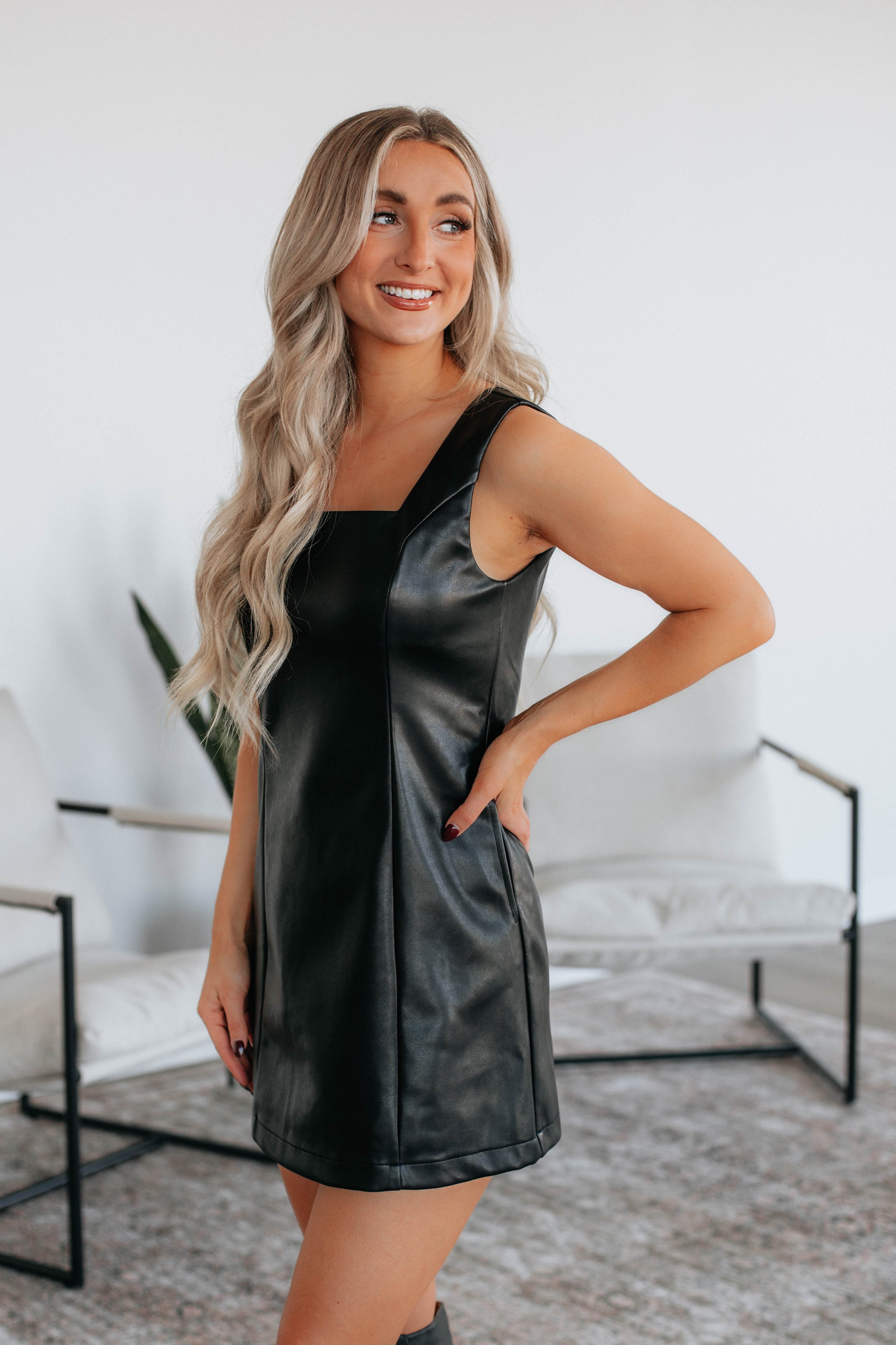 Allyse Leather Dress - Black