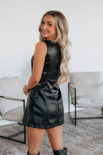 Allyse Leather Dress - Black