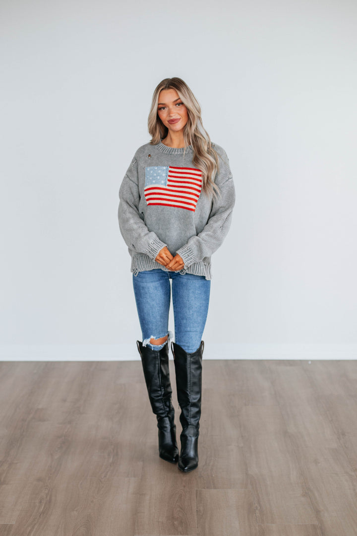 American Dreamin' Sweater - Heather Grey