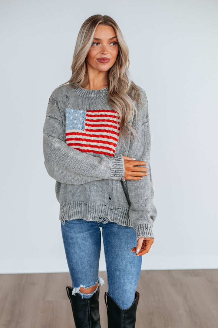 American Dreamin' Sweater - Heather Grey