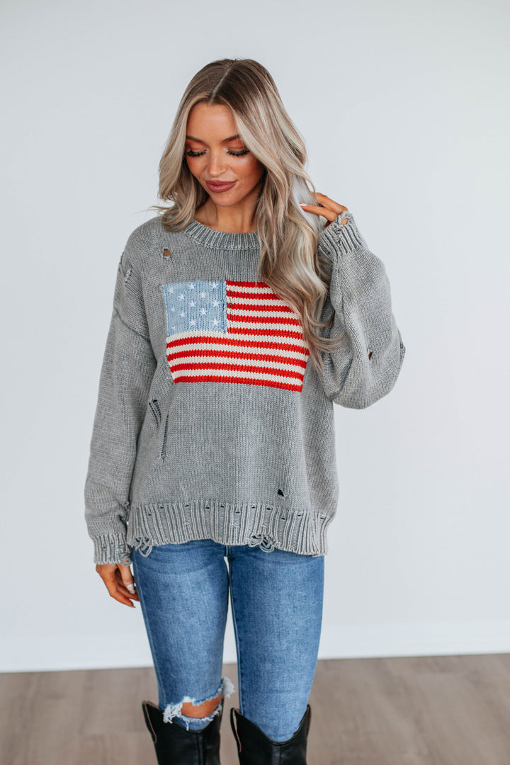 American Dreamin' Sweater - Heather Grey