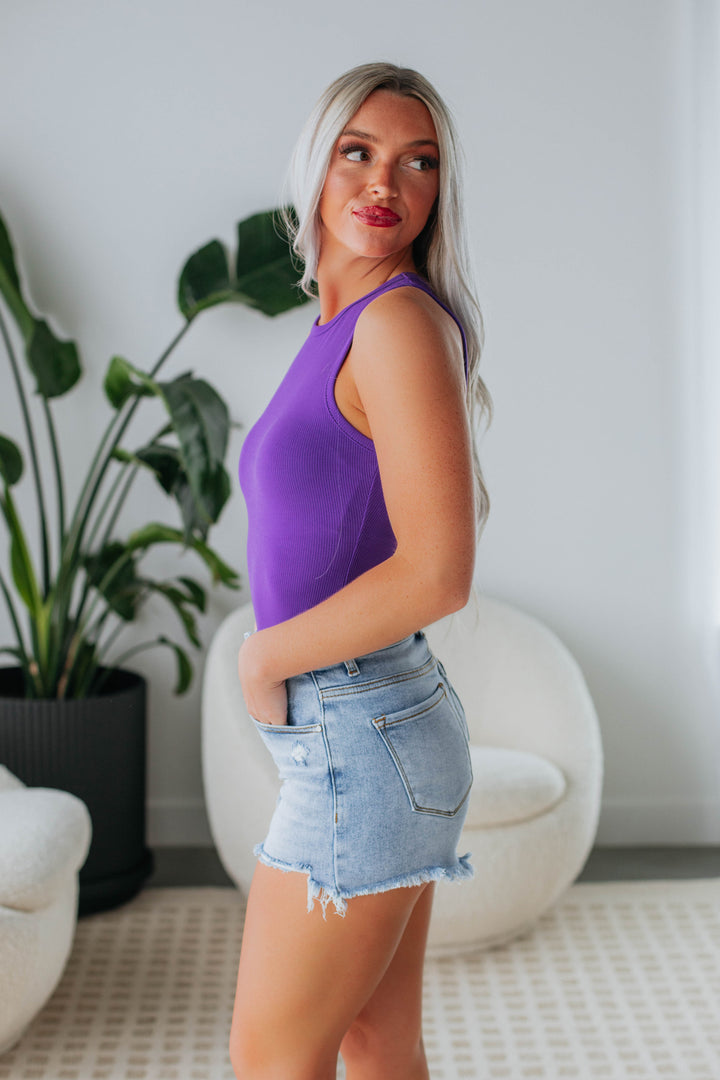 April Ribbed Bodysuit - Violet