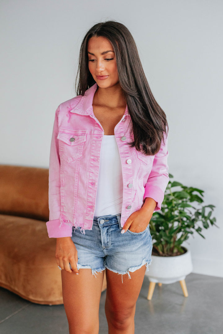 Gemma Risen Denim Jacket - Acid Pink