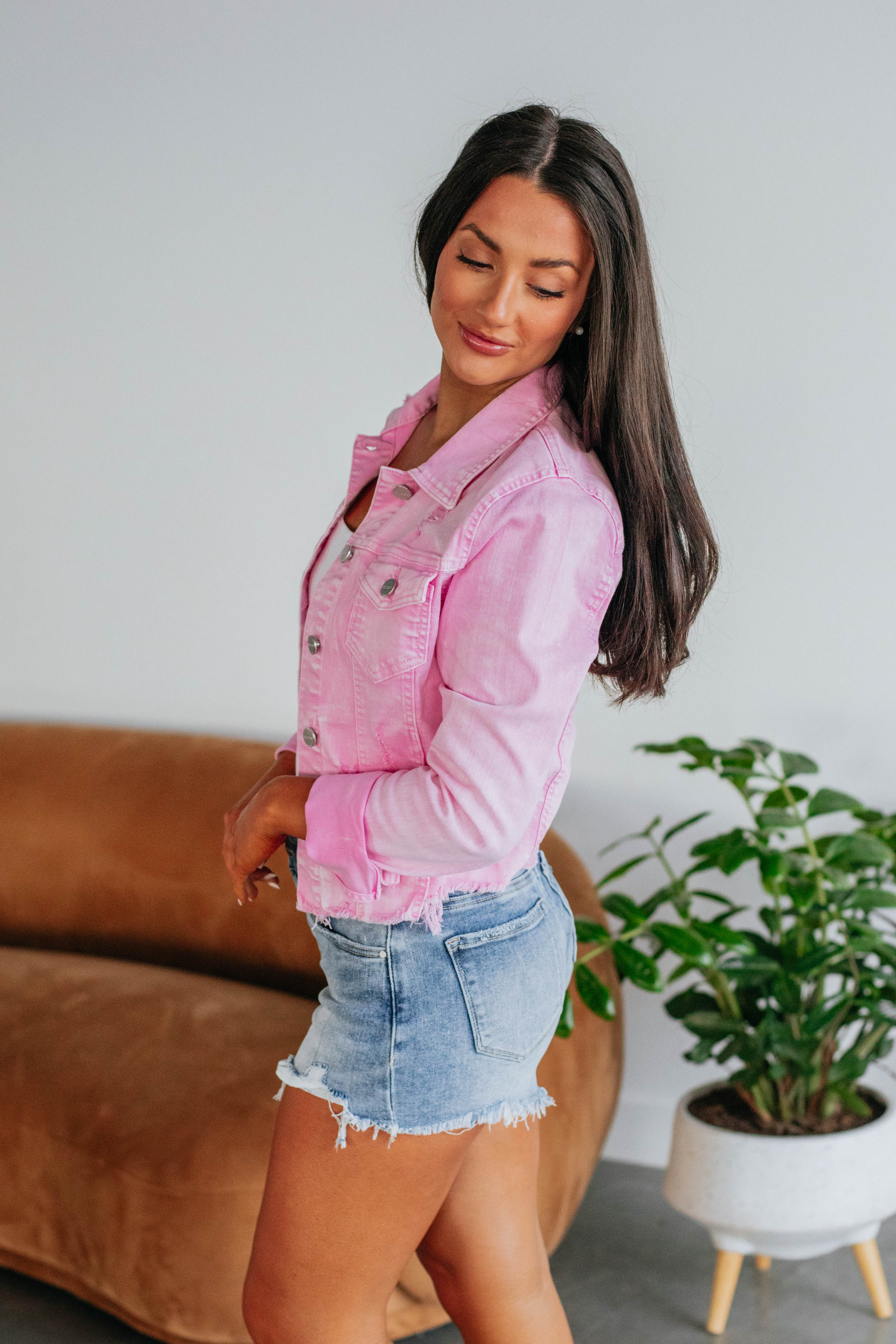 Gemma Risen Denim Jacket Acid Pink Wild Oak Boutique