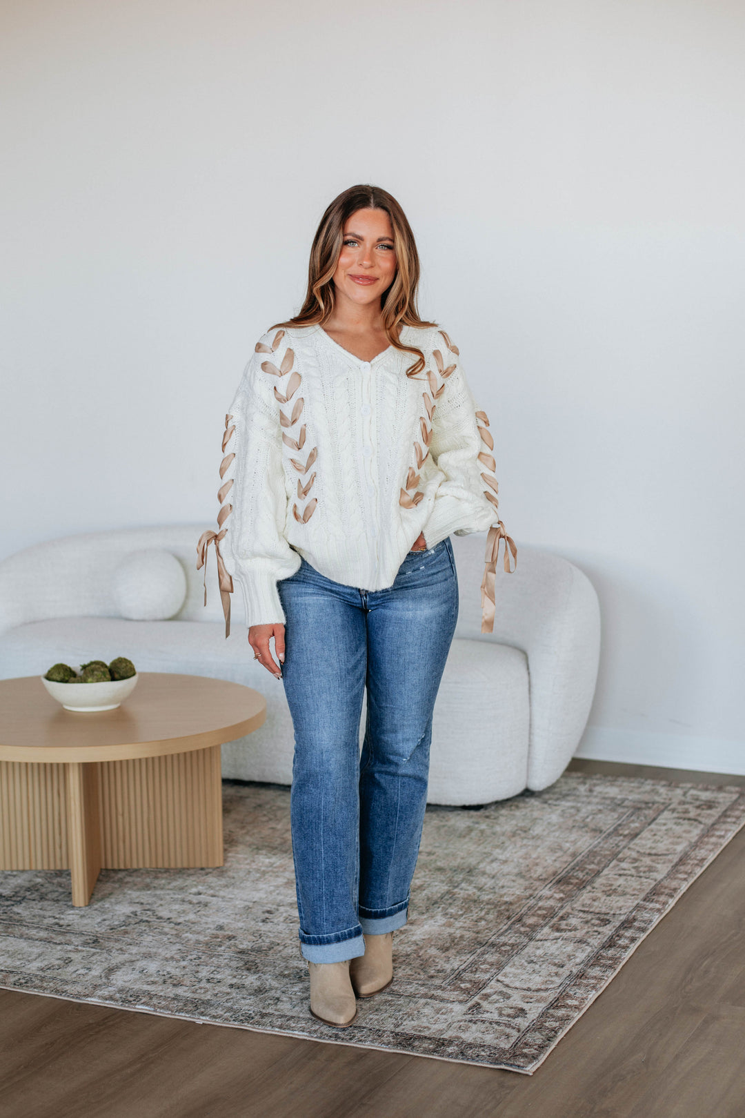 Brayley Cable Knit Cardigan - Ivory