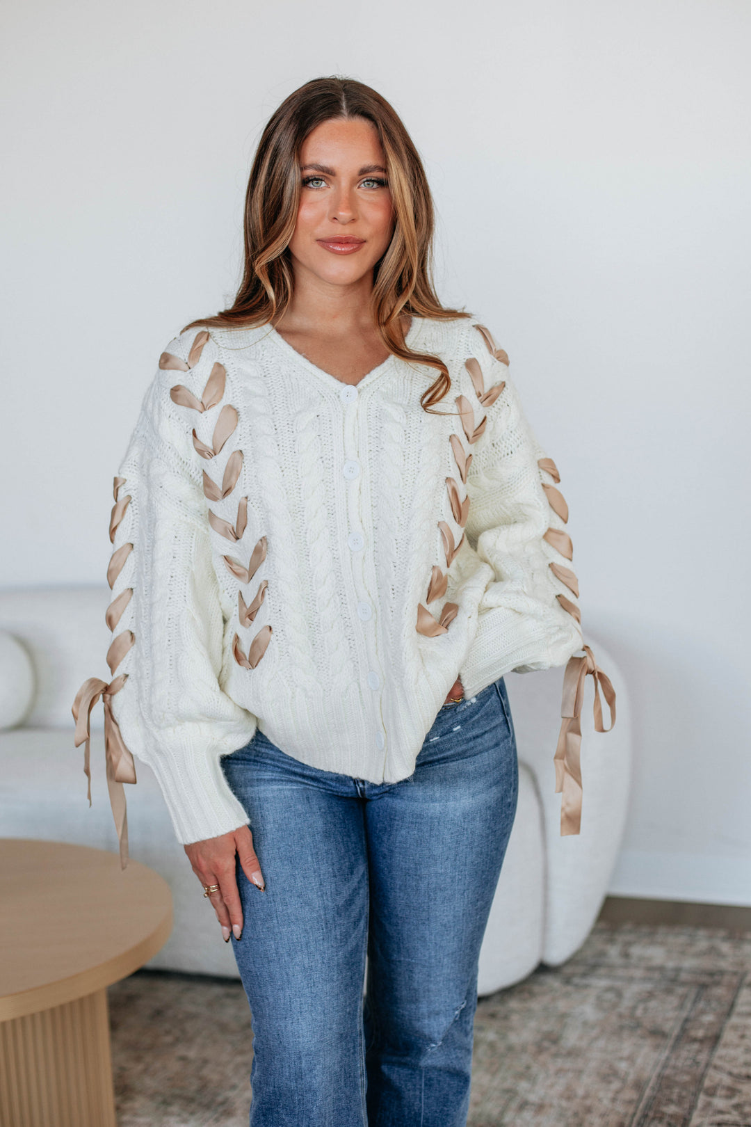 Brayley Cable Knit Cardigan - Ivory