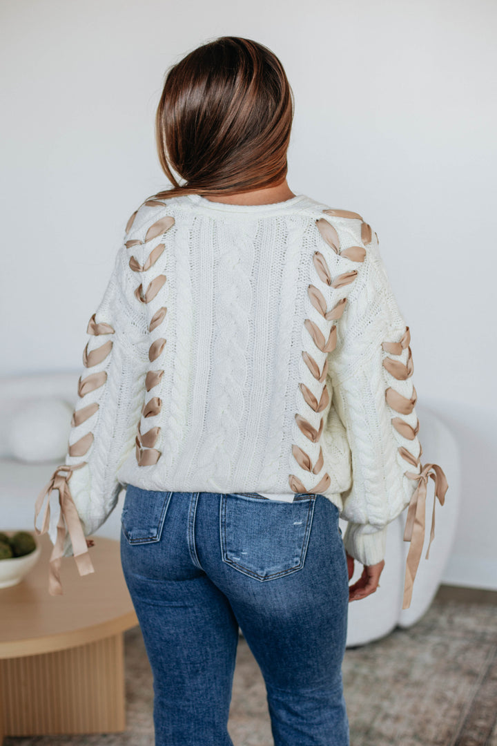 Brayley Cable Knit Cardigan - Ivory