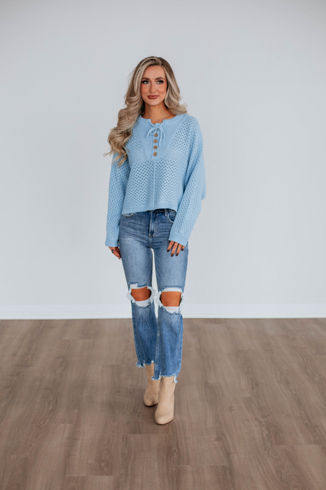 Callee Knit Sweater - Sky Blue