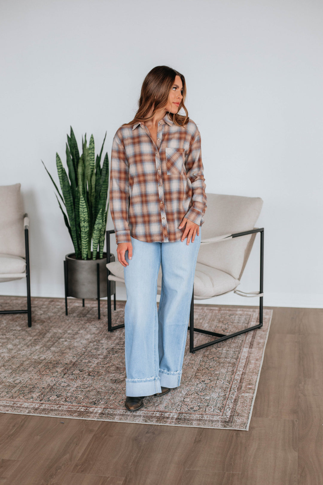 Camden Flannel Top - Caramel