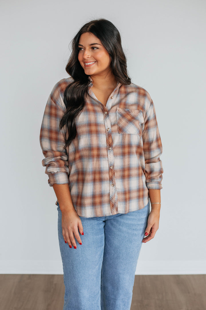 Camden Flannel Top - Caramel