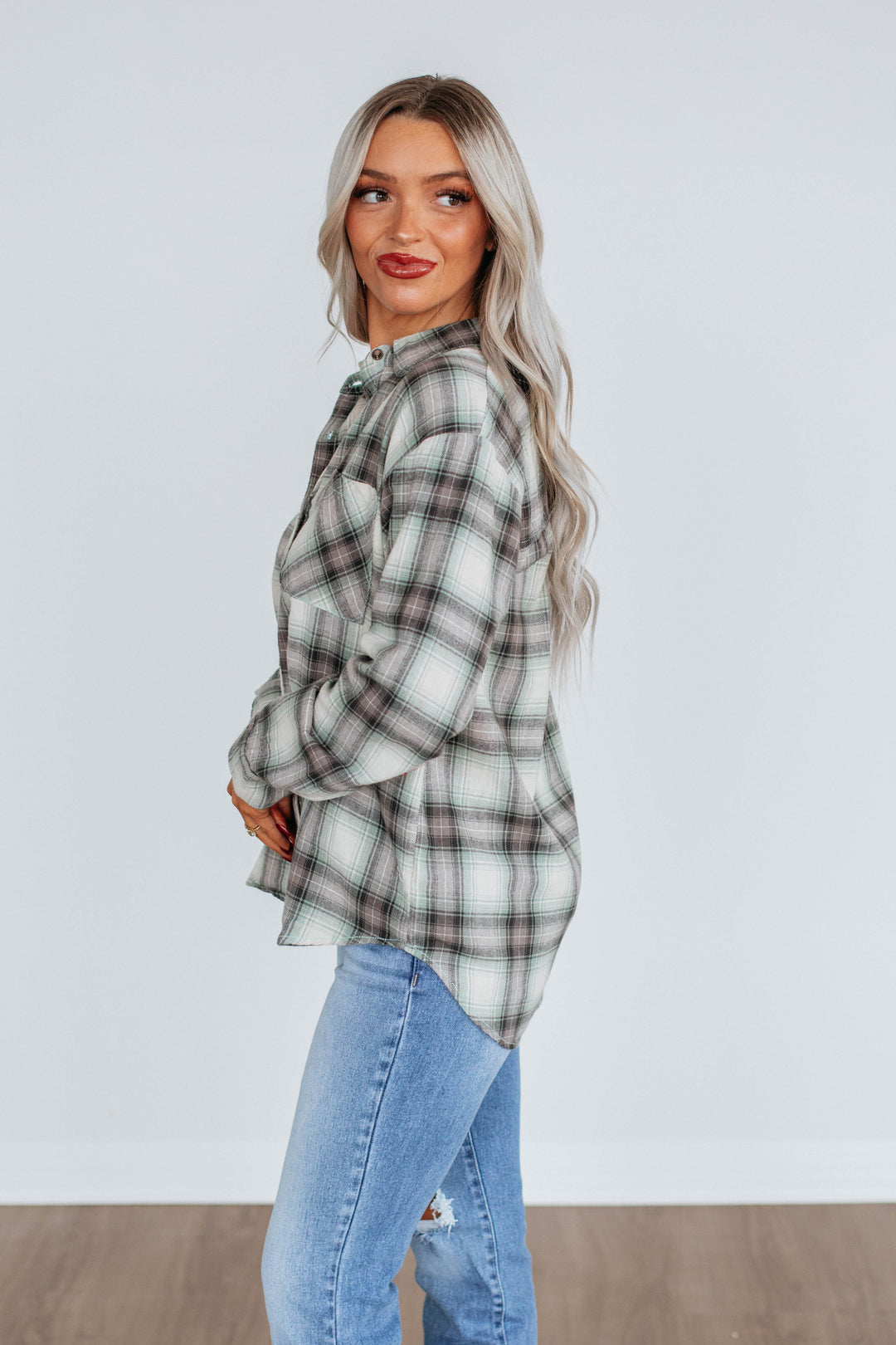 Camden Flannel Top - Mint