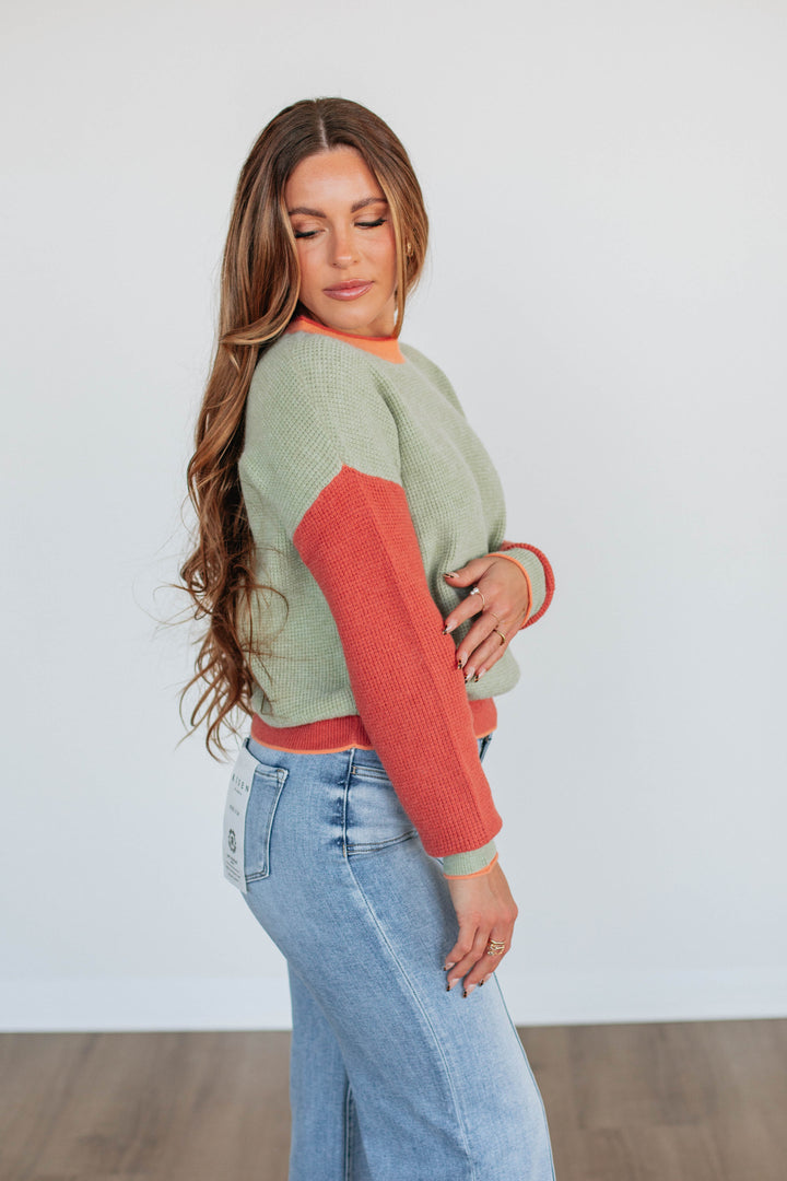 Casa Colorblock Sweater - Thyme