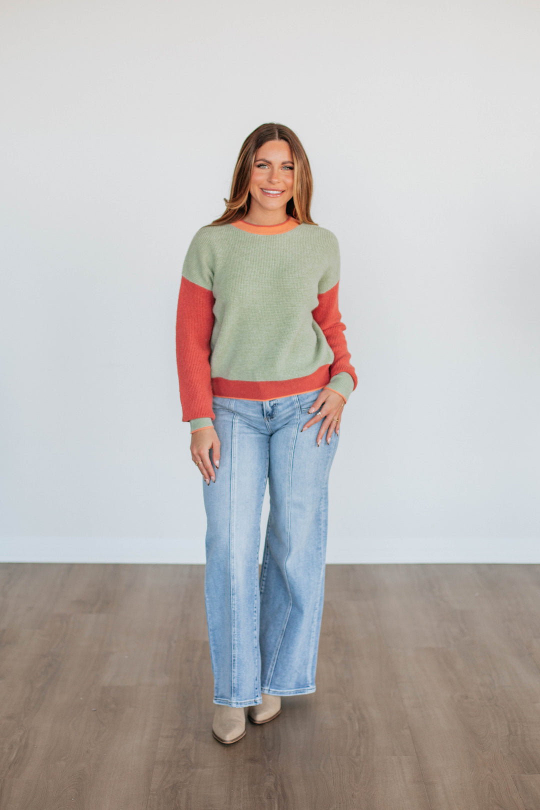 Casa Colorblock Sweater - Thyme