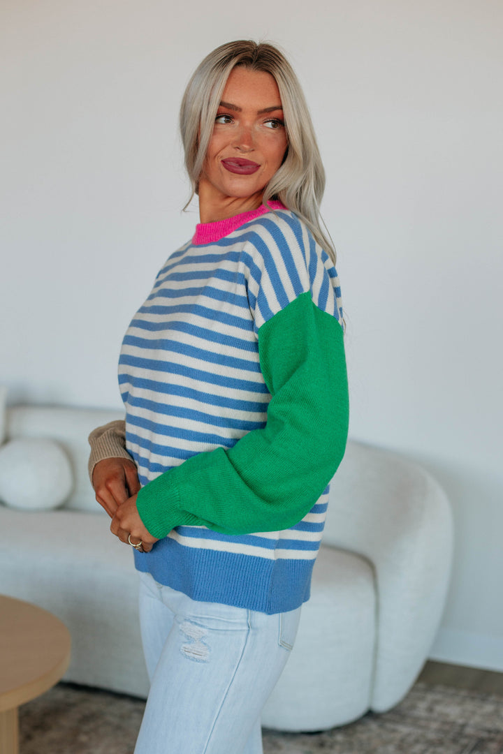 Cello Colorblock Sweater - Cerulean