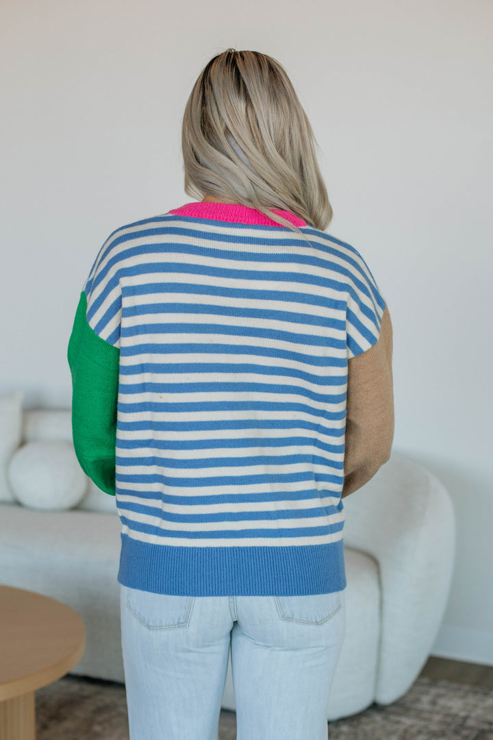 Cello Colorblock Sweater - Cerulean