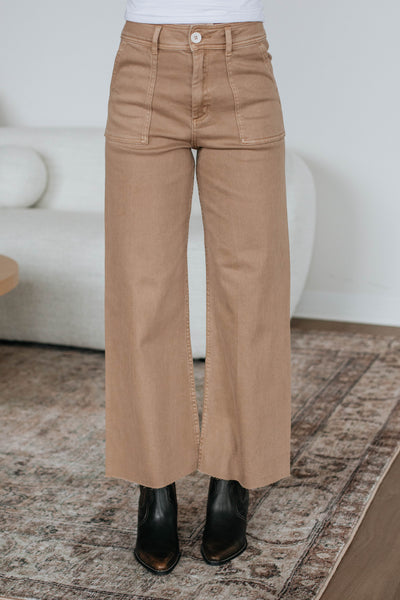 Chasity Wide Leg Pants - Khaki