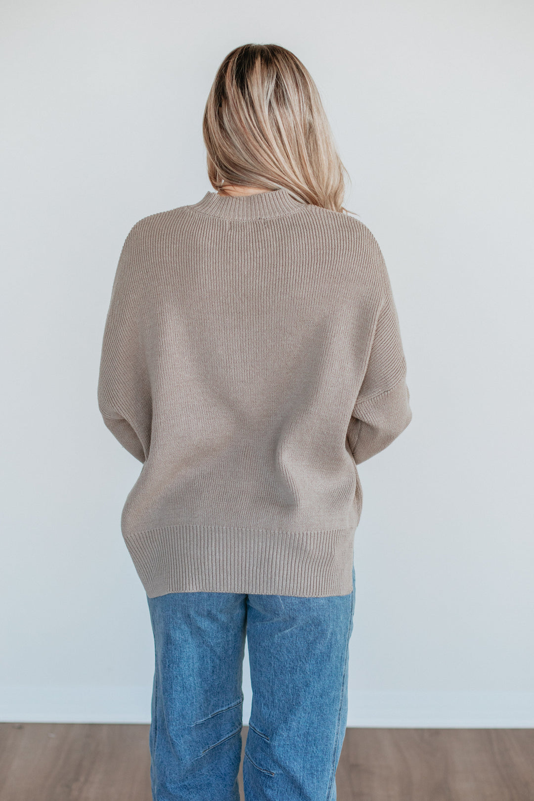 Chelsea Mock Neck Sweater - Pebble