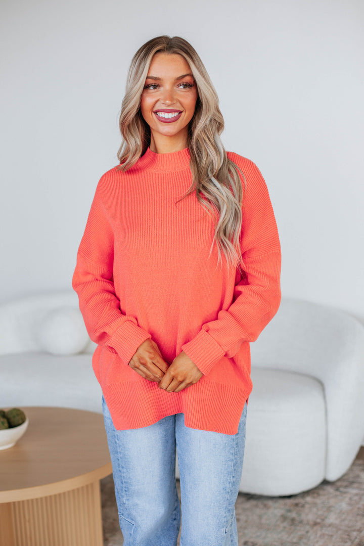 Chelsea Mock Neck Sweater - Sorbet