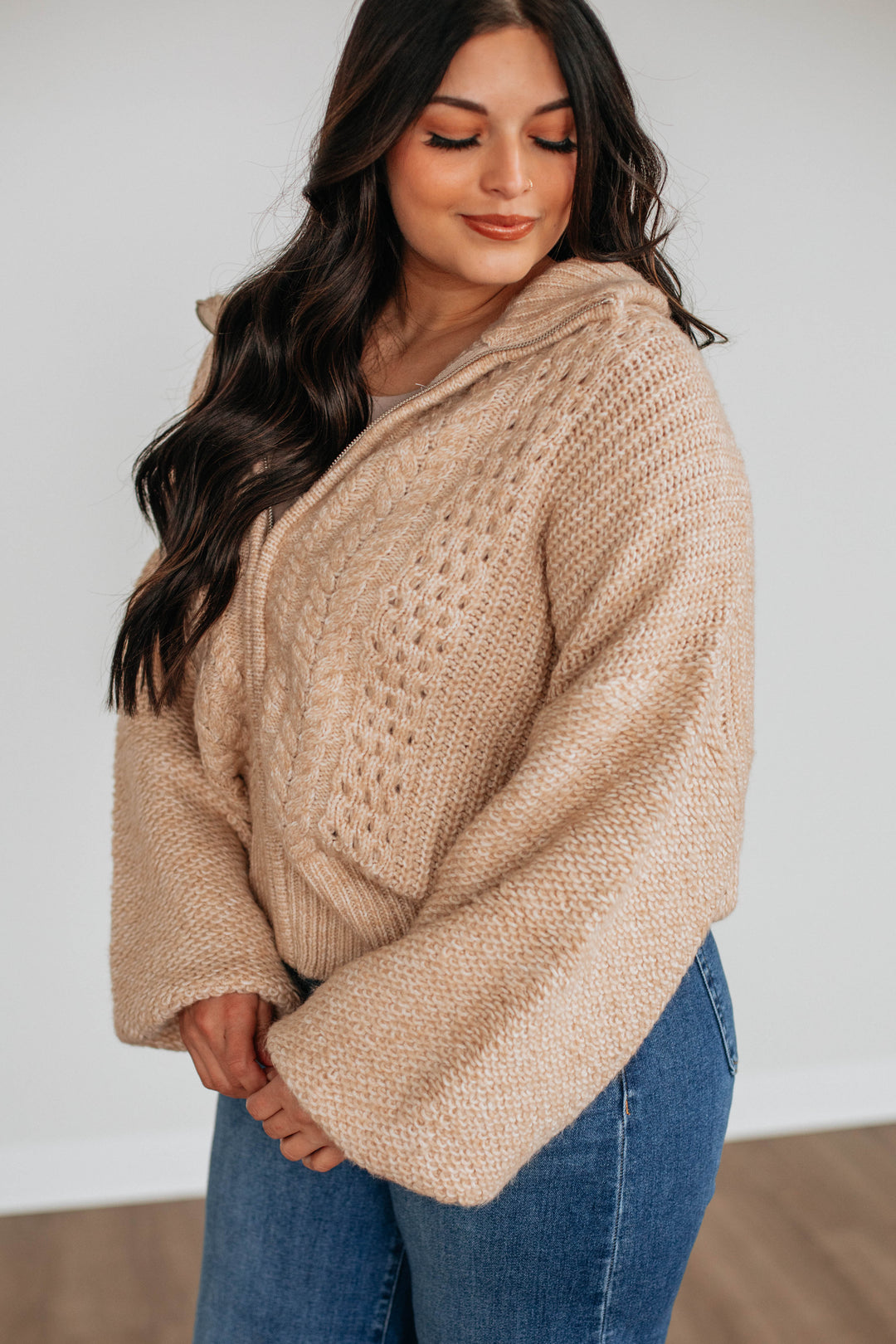 Chivonne Cable Knit Zip-Up