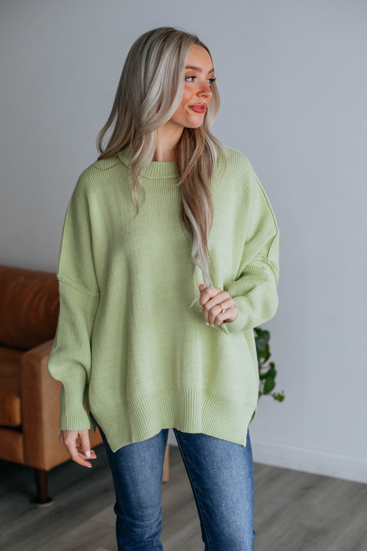 Dallas Oversized Sweater - Lime – Wild Oak Boutique