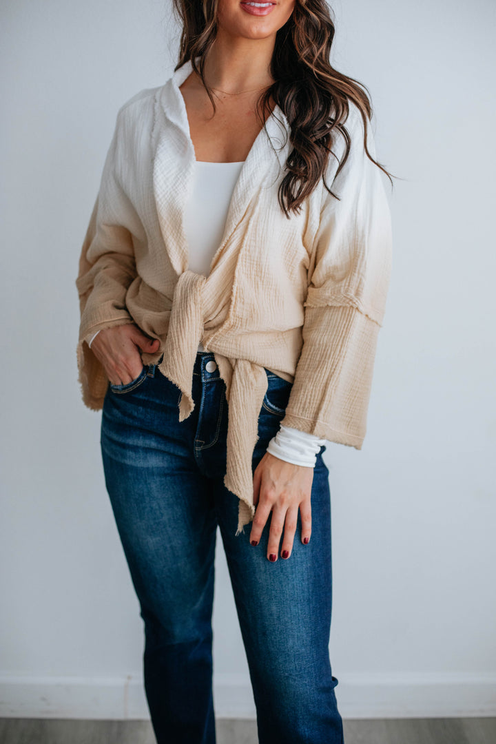 Dalma Textured Cardigan - Biscotti Mix