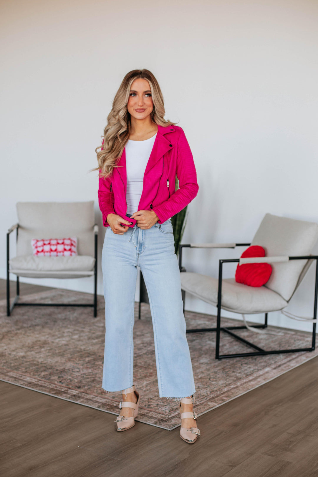 Dani Suede Jacket - Hot Pink