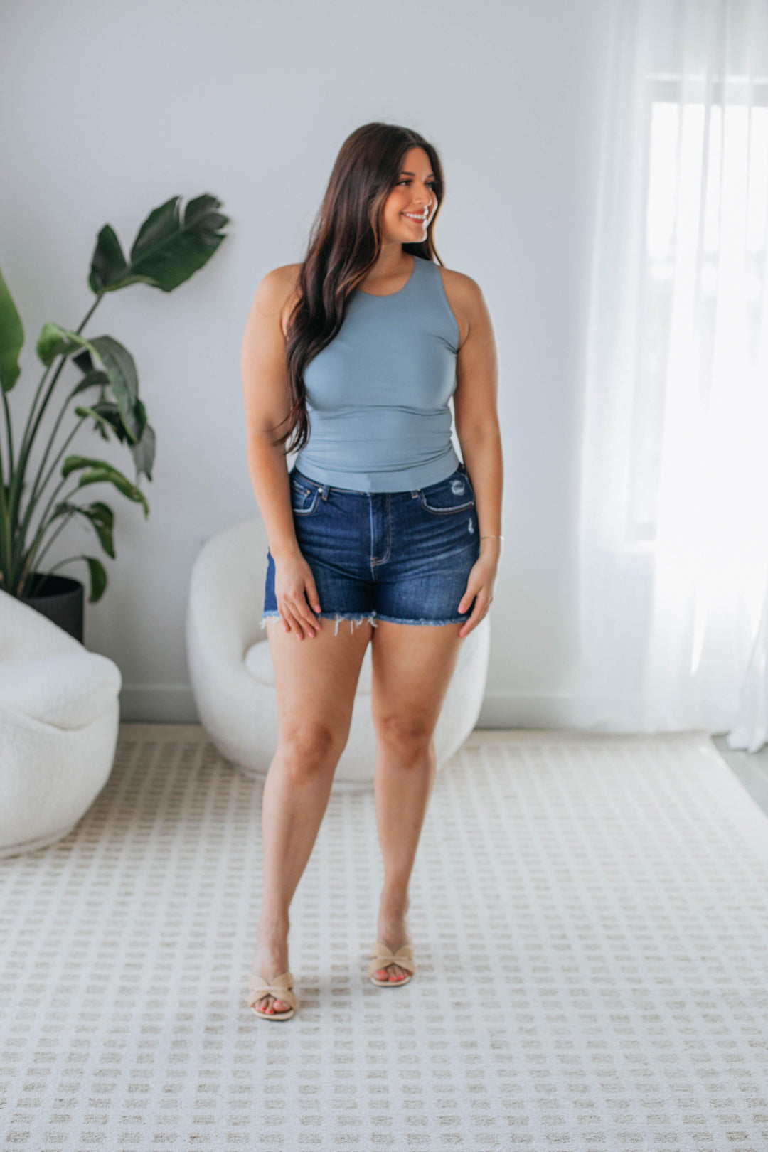 Demi Basic Tank - Vintage Blue