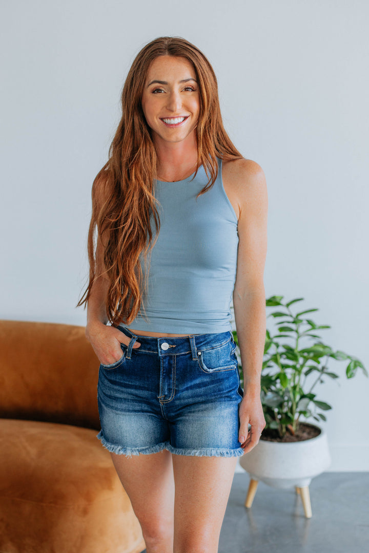 Demi Basic Tank - Vintage Blue