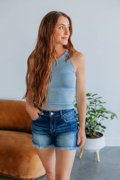 Demi Basic Tank - Vintage Blue