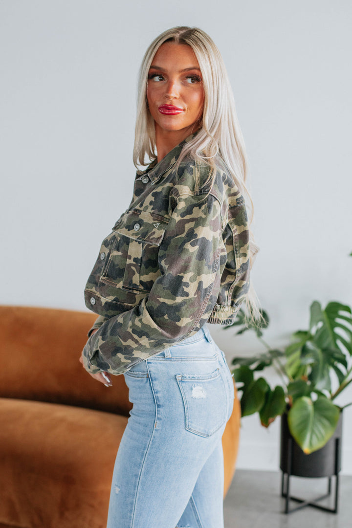 Desi Hidden Denim Jacket - Camouflage