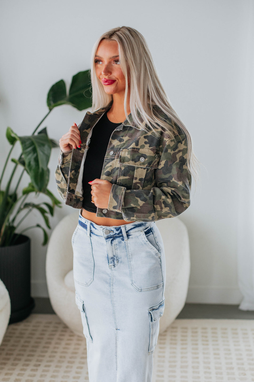 Desi Hidden Denim Jacket - Camouflage