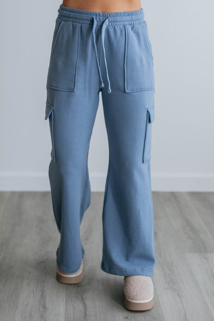 Do Not Disturb Cargo Lounge Pants - Steel Blue