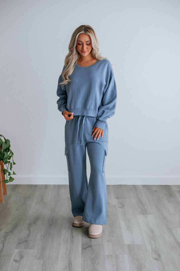 Do Not Disturb Cargo Lounge Pants - Steel Blue