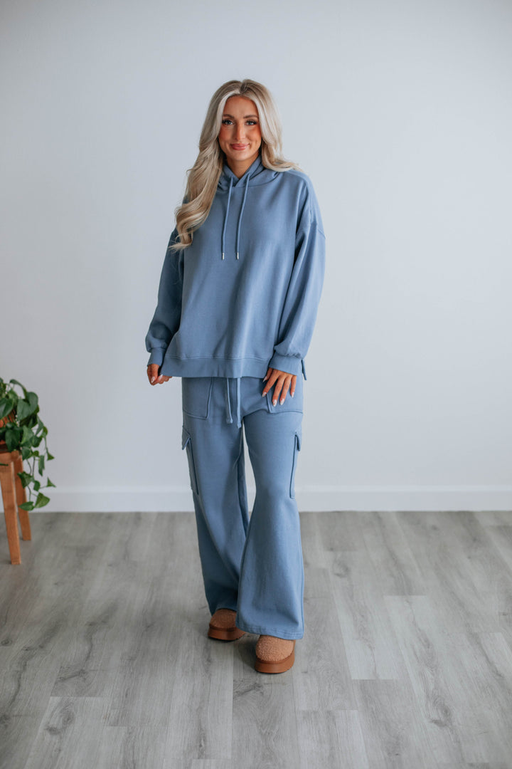 Do Not Disturb Cargo Lounge Pants - Steel Blue