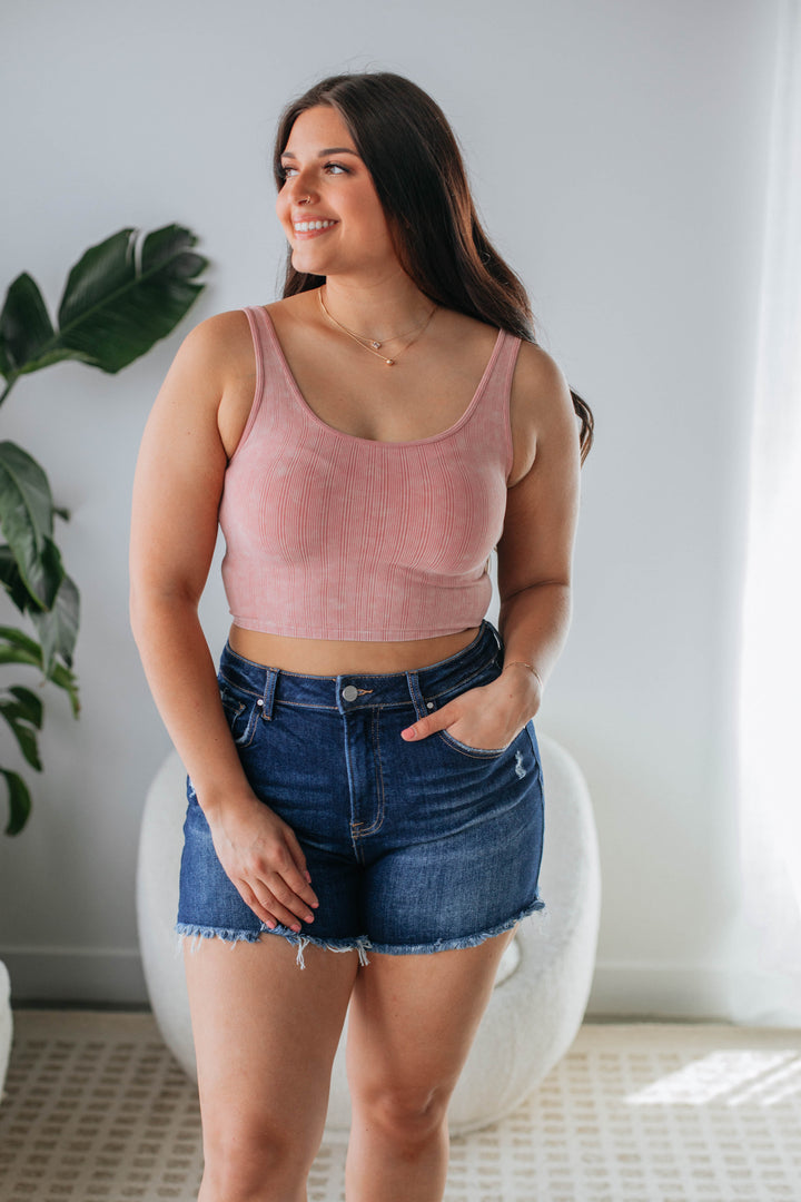 Drew Ribbed Tank - Dusty Rose