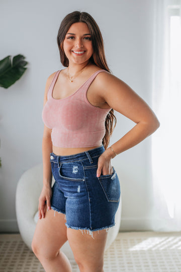 Drew Ribbed Tank - Dusty Rose