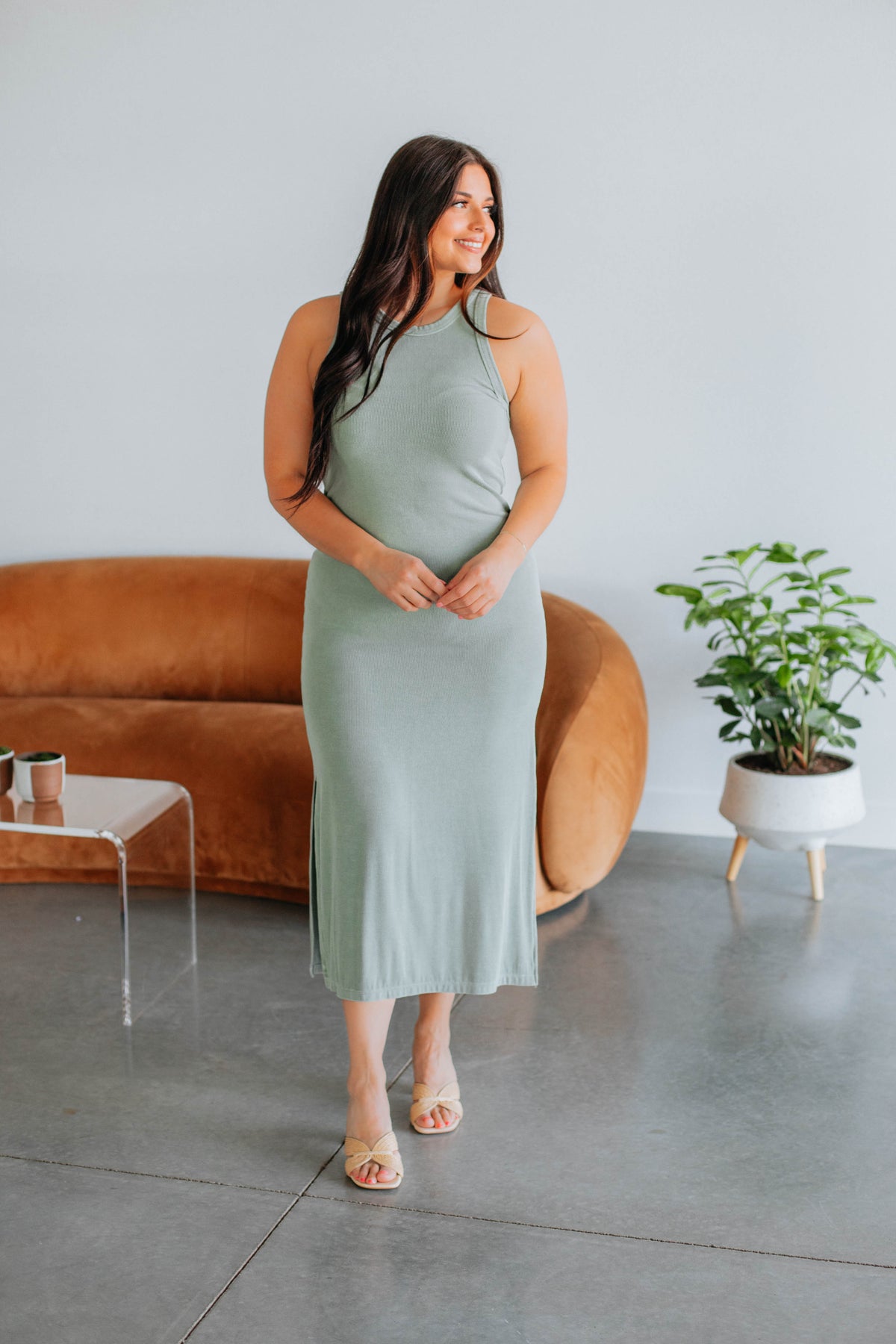 Edeny Ribbed Dress - Sage – Wild Oak Boutique