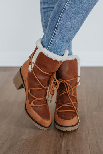 Embracing The Chill Boots - Cognac