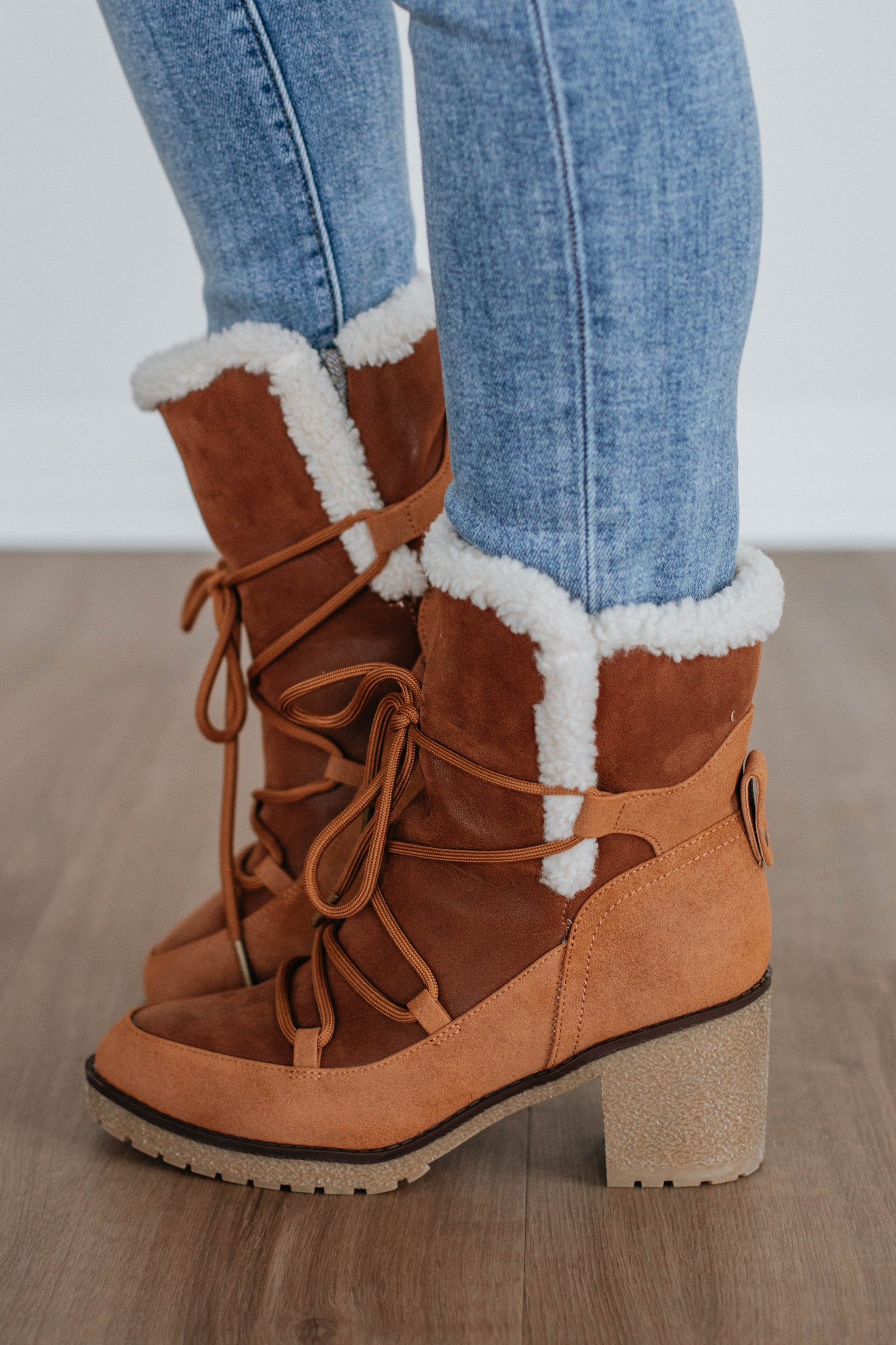 Embracing The Chill Boots - Cognac