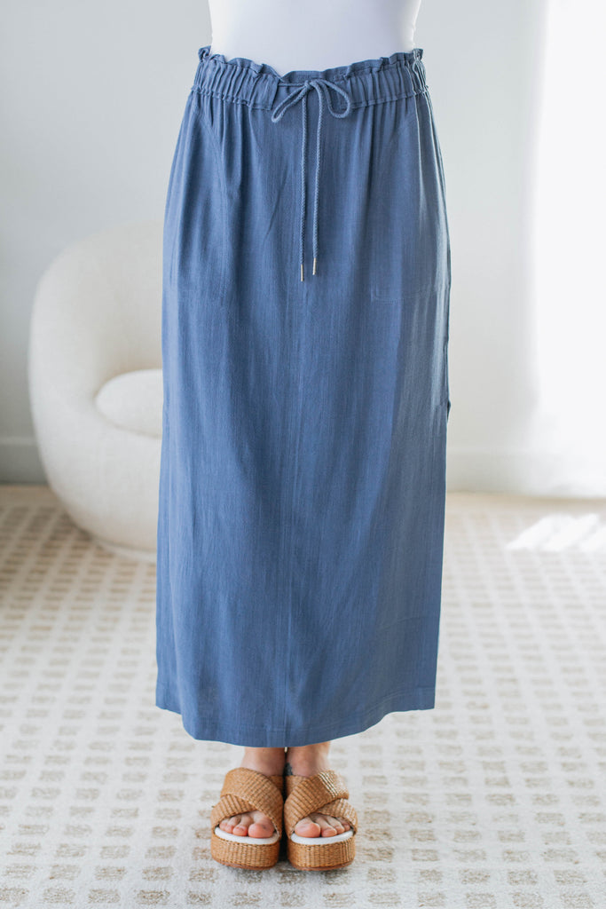 Emeline Midi Skirt - Steel Blue