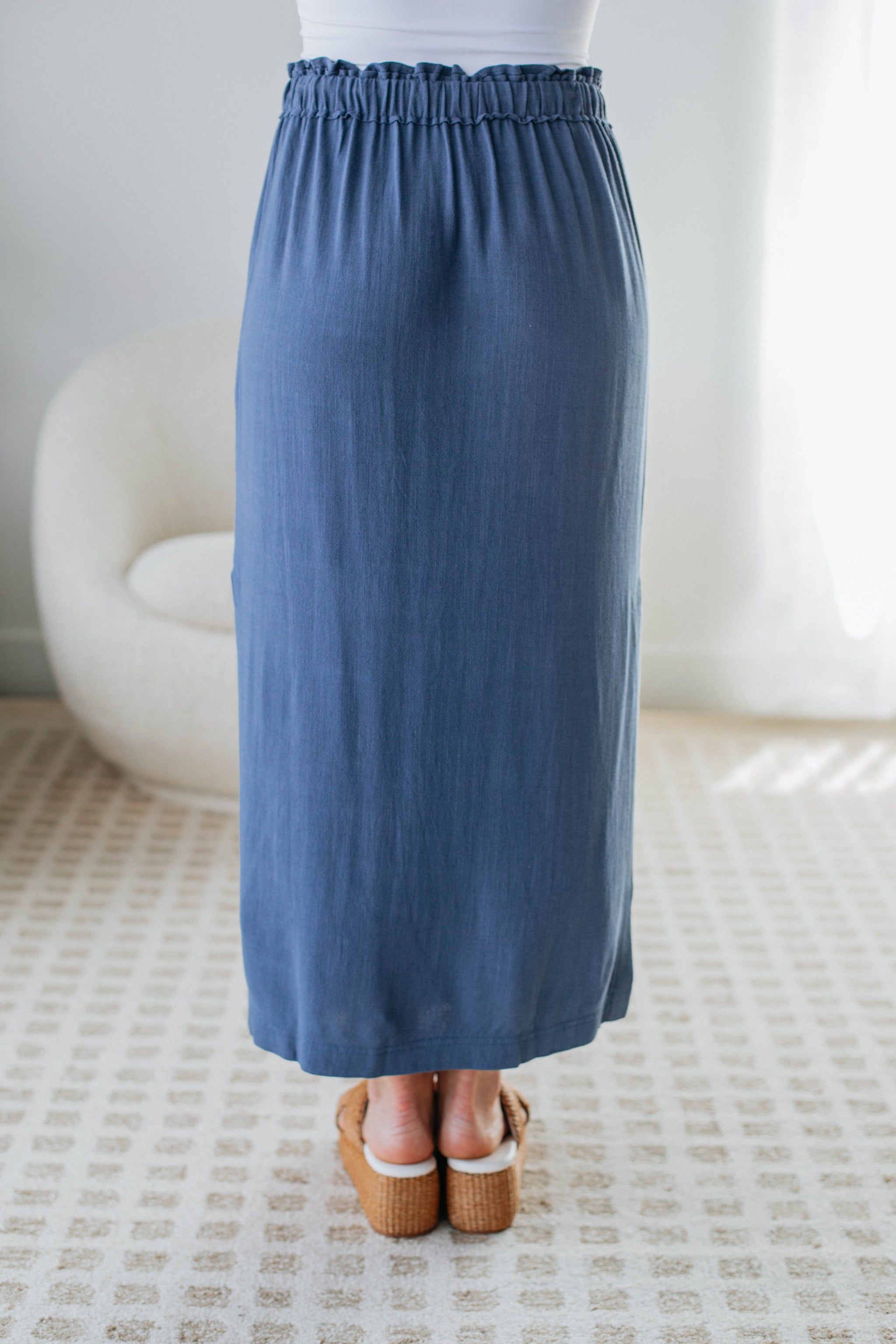 Emeline Midi Skirt - Steel Blue