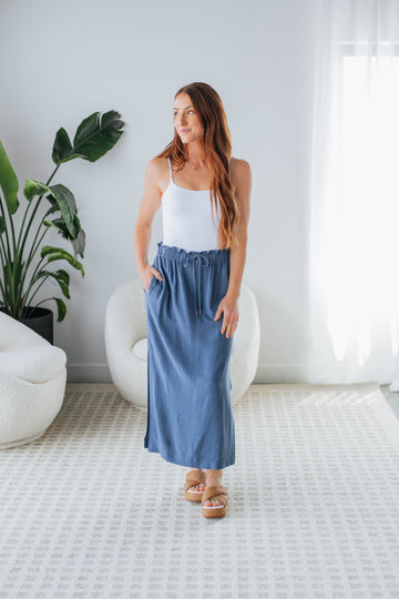 Emeline Midi Skirt - Steel Blue