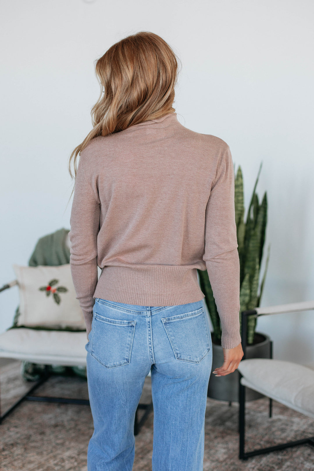 Faith Mock Neck Sweater - Latte