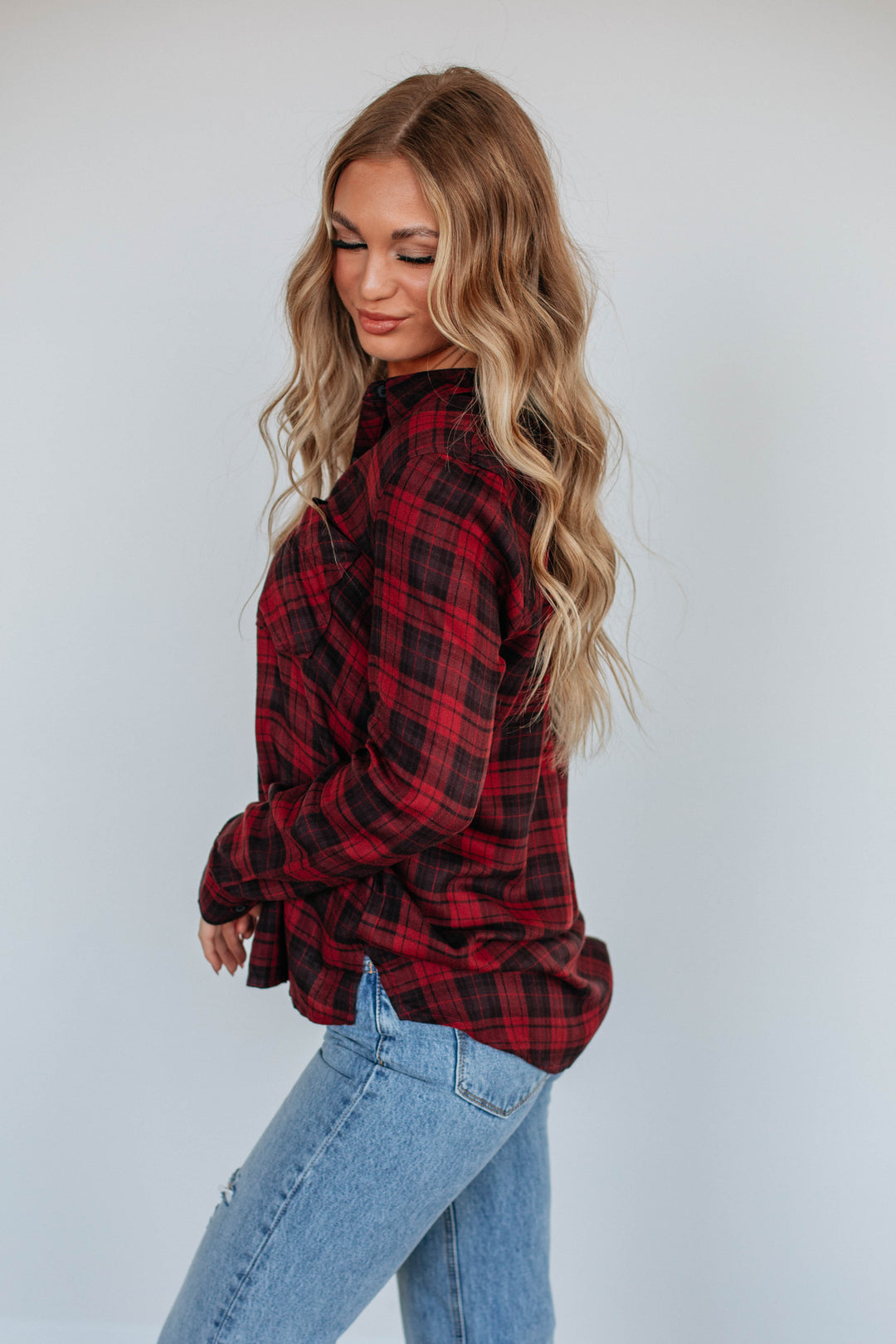 Gatlyn Flannel Top - Merlot Mix